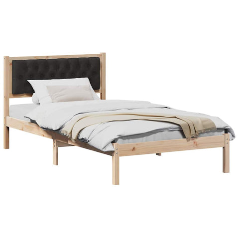 vidaXL Bed Frame with Headboard Black 100 x 200 cm Fabric