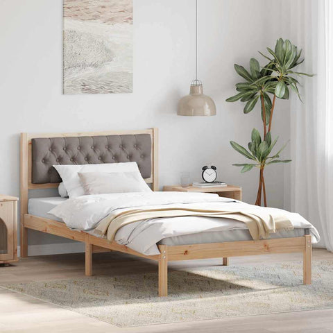 vidaXL Bed Frame with Headboard Taupe 100 x 200 cm Fabric