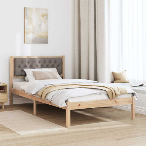 vidaXL Bed Frame with Headboard Taupe 100 x 200 cm Fabric