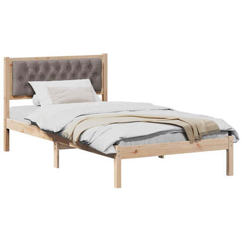 vidaXL Bed Frame with Headboard Taupe 100 x 200 cm Fabric