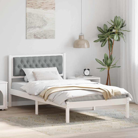 vidaXL Bed Frame with Headboard Light Grey 100 x 200 cm Fabric