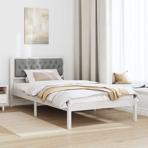 vidaXL Bed Frame with Headboard Light Grey 100 x 200 cm Fabric