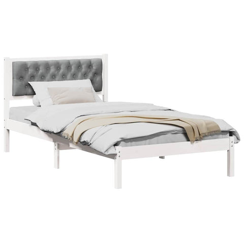 vidaXL Bed Frame with Headboard Light Grey 100 x 200 cm Fabric