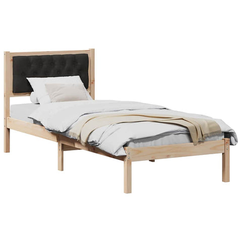 vidaXL Bed Frame with Headboard Black 90 x 200 cm Fabric