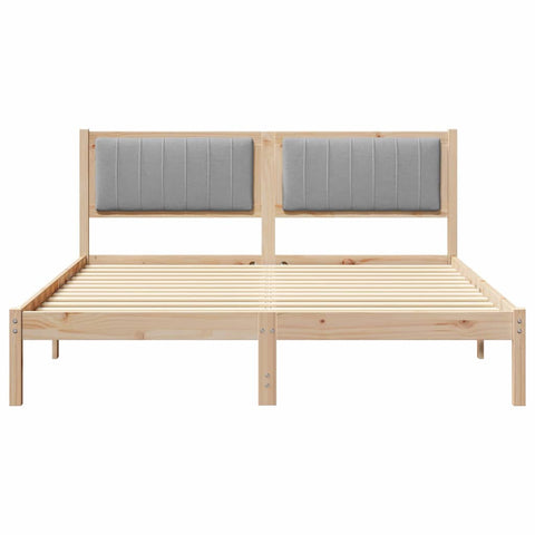 vidaXL Bed Frame with Upholstered Headboard Light Grey 160 x 200 cm