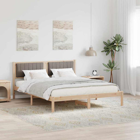 vidaXL Bed Frame with Upholstered Headboard Taupe 160 x 200 cm Fabric