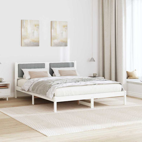 vidaXL Bed Frame with Upholstered Headboard Light Grey 160 x 200 cm