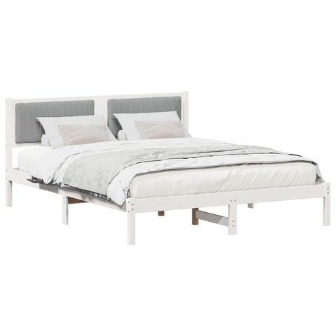vidaXL Bed Frame with Upholstered Headboard Light Grey 160 x 200 cm