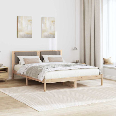 vidaXL Bed Frame with Upholstered Headboard Taupe 150 x 200 cm Fabric