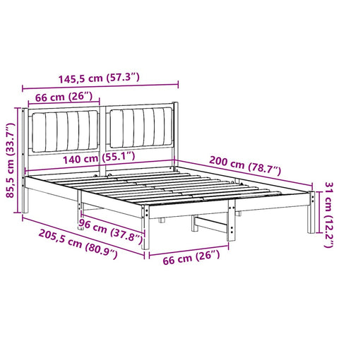 vidaXL Bed Frame with Upholstered Headboard Black 140 x 200 cm Fabric