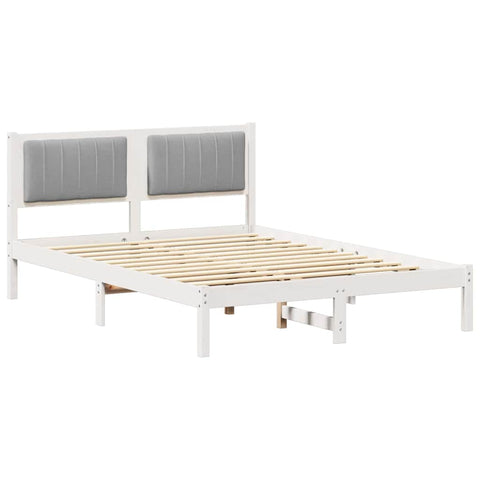 vidaXL Bed Frame with Upholstered Headboard Light Grey 140 x 200 cm