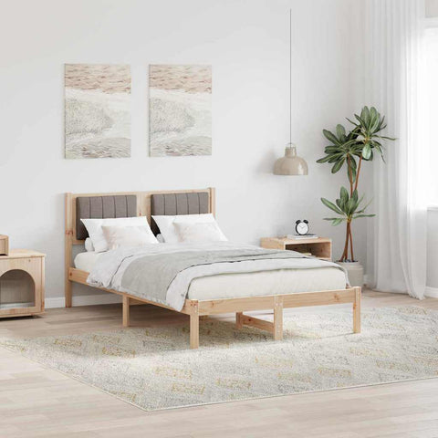 vidaXL Bed Frame with Upholstered Headboard Taupe 120 x 200 cm Fabric