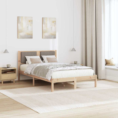 vidaXL Bed Frame with Upholstered Headboard Taupe 120 x 200 cm Fabric