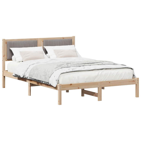 vidaXL Bed Frame with Upholstered Headboard Taupe 140 x 190 cm Fabric