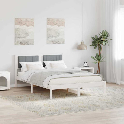 vidaXL Bed Frame with Upholstered Headboard Light Grey 140 x 190 cm