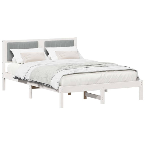 vidaXL Bed Frame with Upholstered Headboard Light Grey 140 x 190 cm