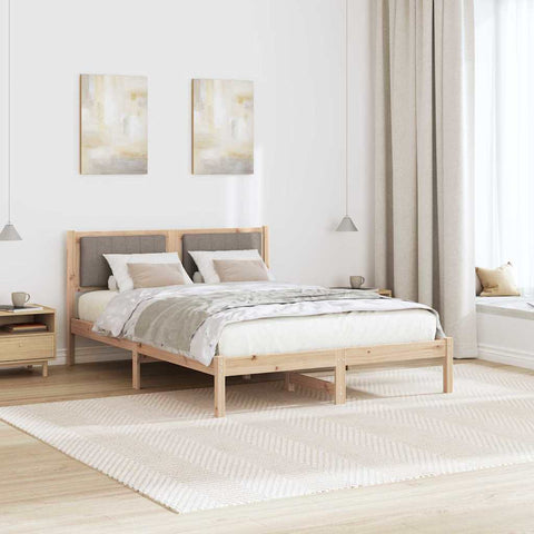 vidaXL Bed Frame with Upholstered Headboard Taupe 135 x 190 cm Fabric