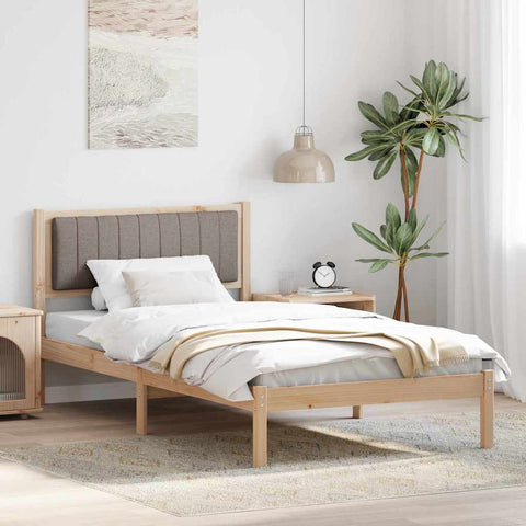 vidaXL Bed Frame with Upholstered Headboard Taupe 100 x 200 cm Fabric