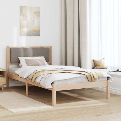 vidaXL Bed Frame with Upholstered Headboard Taupe 100 x 200 cm Fabric