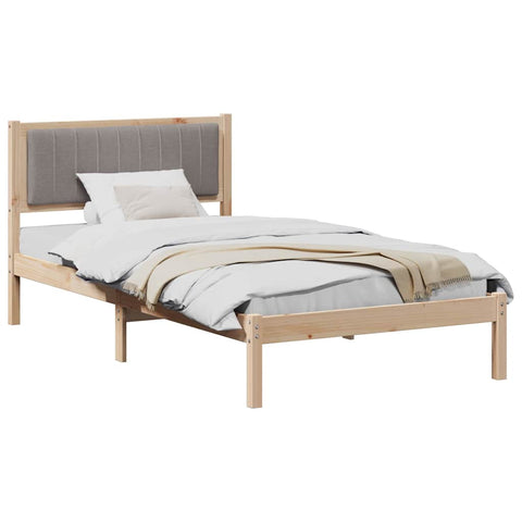 vidaXL Bed Frame with Upholstered Headboard Taupe 100 x 200 cm Fabric