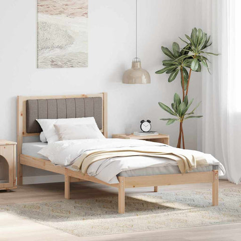 vidaXL Bed Frame with Upholstered Headboard Taupe 90 x 190 cm Fabric
