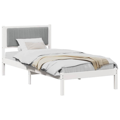 vidaXL Bed Frame with Upholstered Headboard Light Grey 90 x 190 cm
