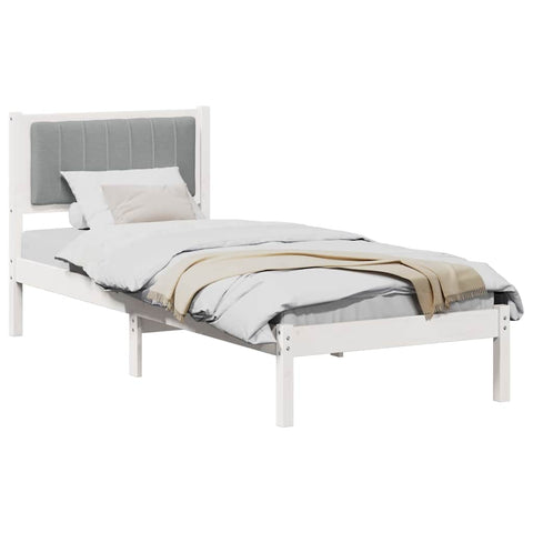 vidaXL Bed Frame with Upholstered Headboard Light Grey 75 x 190 cm