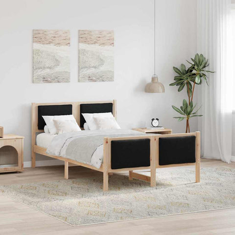 vidaXL Bed Frame with Headboard Black 120 x 200 cm Fabric