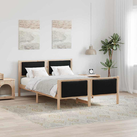 vidaXL Bed Frame with Headboard Black 135 x 190 cm Fabric