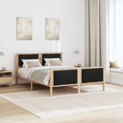 vidaXL Bed Frame with Headboard Black 135 x 190 cm Fabric