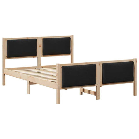 vidaXL Bed Frame with Headboard Black 135 x 190 cm Fabric