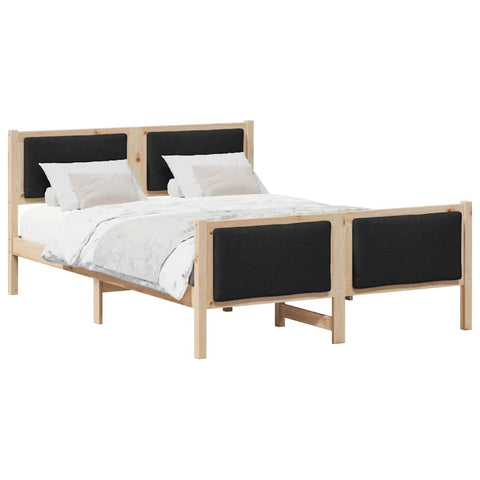 vidaXL Bed Frame with Headboard Black 135 x 190 cm Fabric