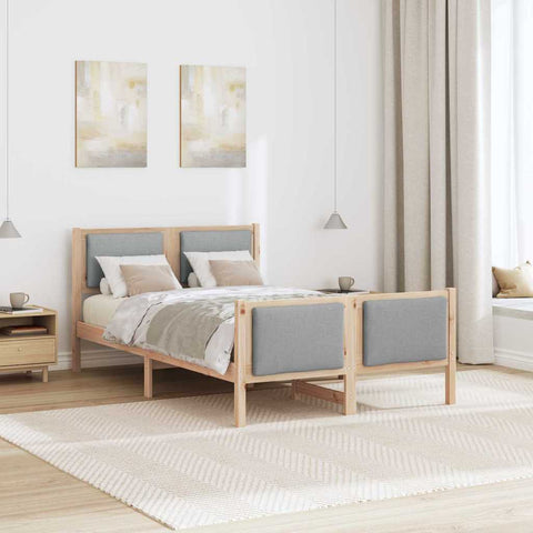 vidaXL Bed Frame with Headboard Light Grey 120 x 190 cm Fabric