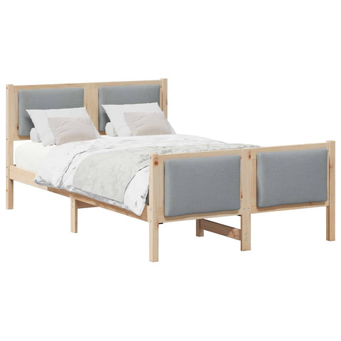 vidaXL Bed Frame with Headboard Light Grey 120 x 190 cm Fabric