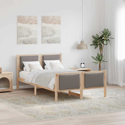 vidaXL Bed Frame with Headboard Taupe 120 x 190 cm Fabric