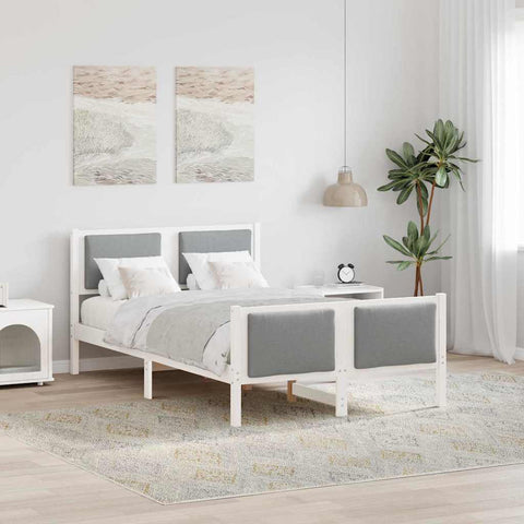 vidaXL Bed Frame with Headboard Light Grey 120 x 190 cm Fabric