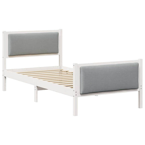 vidaXL Bed Frame with Headboard Light Grey 100 x 200 cm Fabric