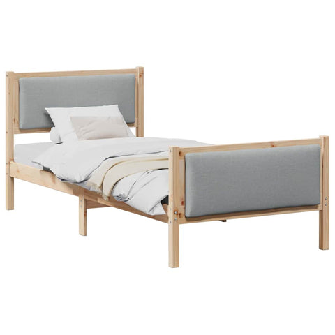 vidaXL Bed Frame with Headboard Light Grey 90 x 200 cm Fabric