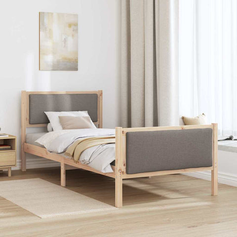 vidaXL Bed Frame with Headboard Taupe 90 x 190 cm Fabric