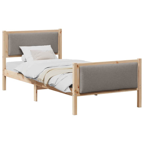 vidaXL Bed Frame with Headboard Taupe 90 x 190 cm Fabric