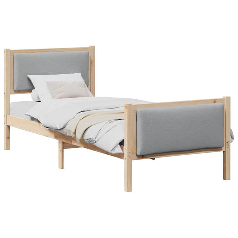 vidaXL Bed Frame with Headboard Light Grey 75 x 190 cm Fabric
