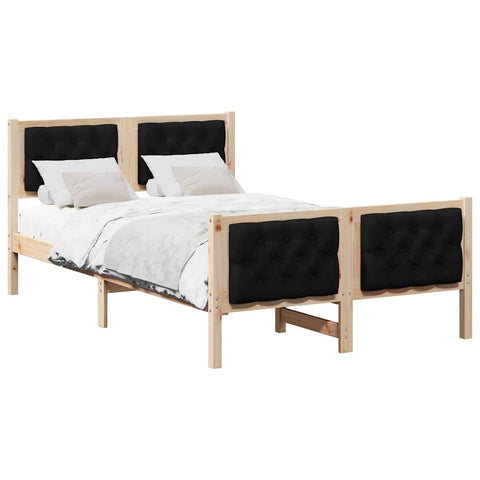 vidaXL Bed Frame with Headboard Black 120 x 200 cm Fabric