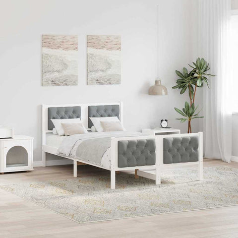vidaXL Bed Frame with Headboard Light Grey 120 x 200 cm Fabric