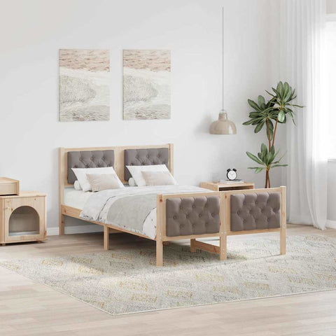 vidaXL Bed Frame with Headboard Taupe 120 x 190 cm Fabric
