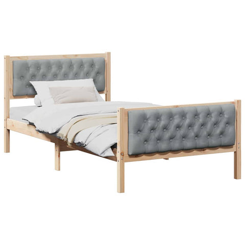 vidaXL Bed Frame with Headboard Light Grey 100 x 200 cm Fabric