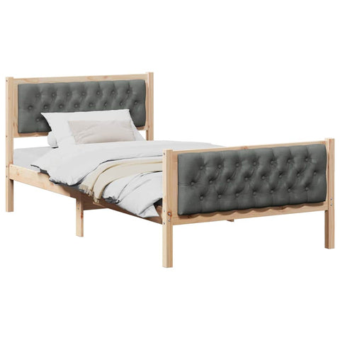 vidaXL Bed Frame with Headboard Dark Grey 100 x 200 cm Fabric