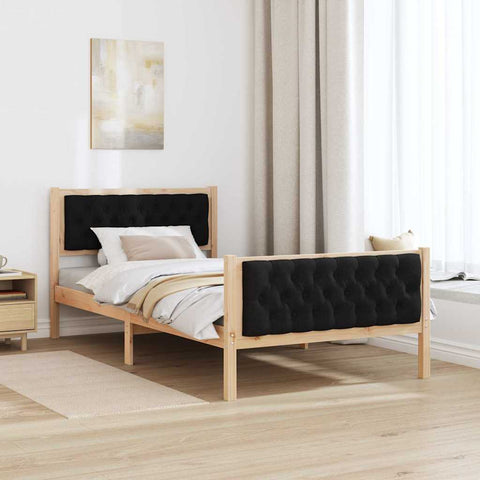 vidaXL Bed Frame with Headboard Black 100 x 200 cm Fabric