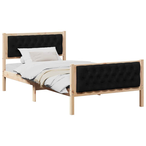 vidaXL Bed Frame with Headboard Black 100 x 200 cm Fabric