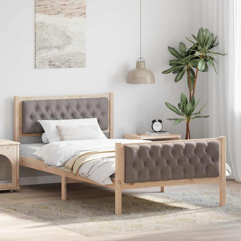 vidaXL Bed Frame with Headboard Taupe 100 x 200 cm Fabric