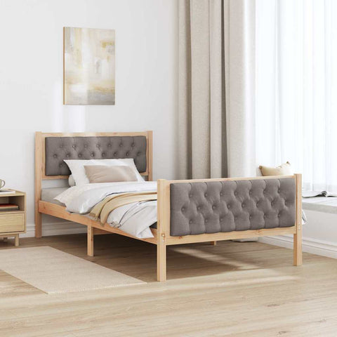 vidaXL Bed Frame with Headboard Taupe 100 x 200 cm Fabric